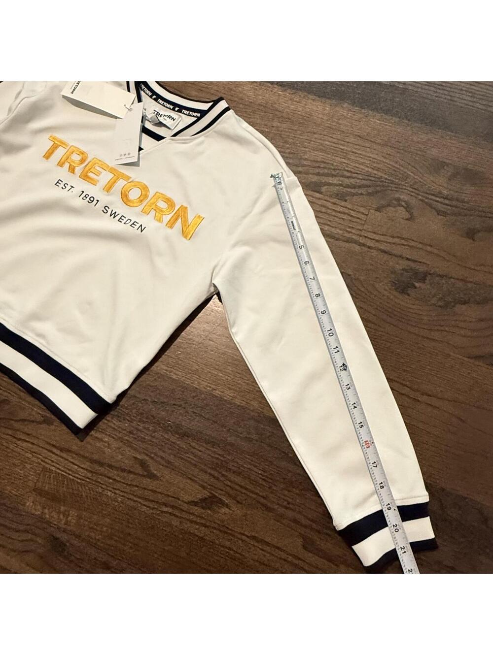 NWT Tretorn Anthropologie Logo Women's White Yellow & Blue Sweatshirt Medium - Picture 7 of 9